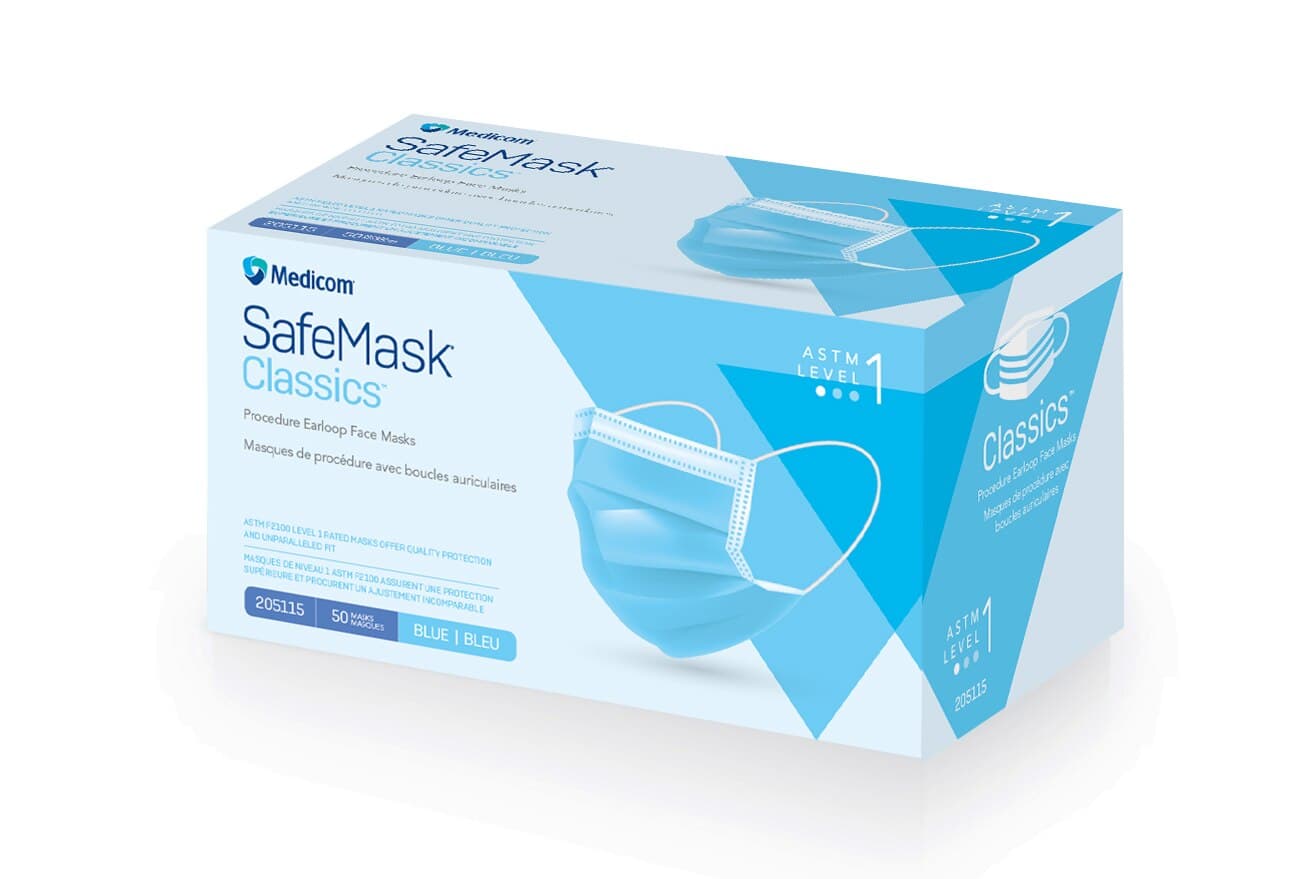 SafeMask® Classics™ Procedure Earloop Face Mask, ASTM Level 1, Blue, 50/Box, 205115 thumbnail 14