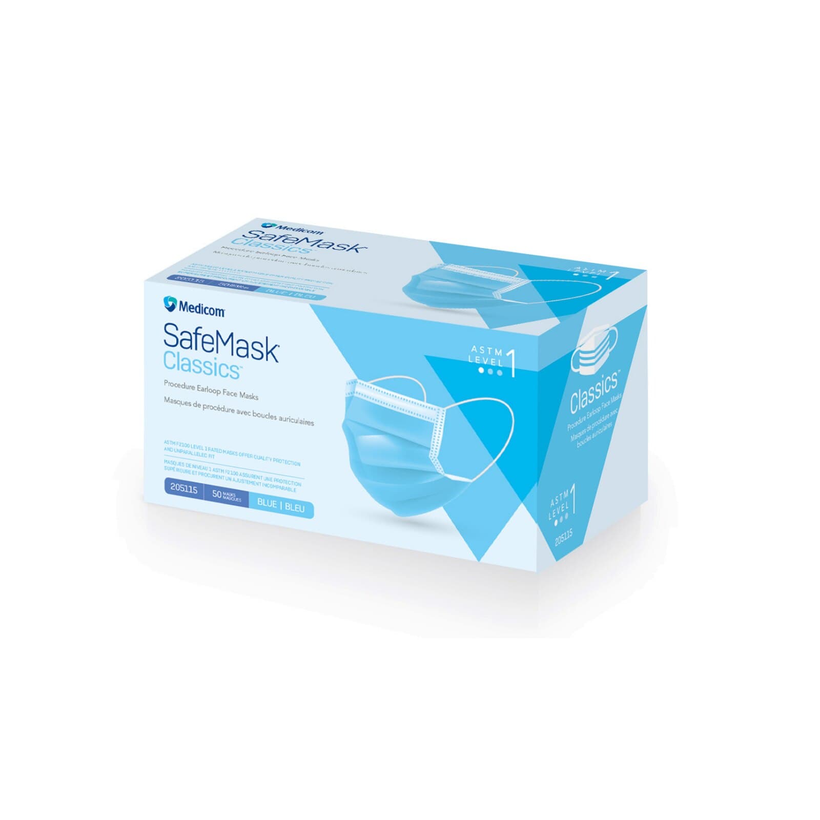 SafeMask® Classics™ Procedure Earloop Face Mask, ASTM Level 1, Blue, 50/Box, 205115 thumbnail 15