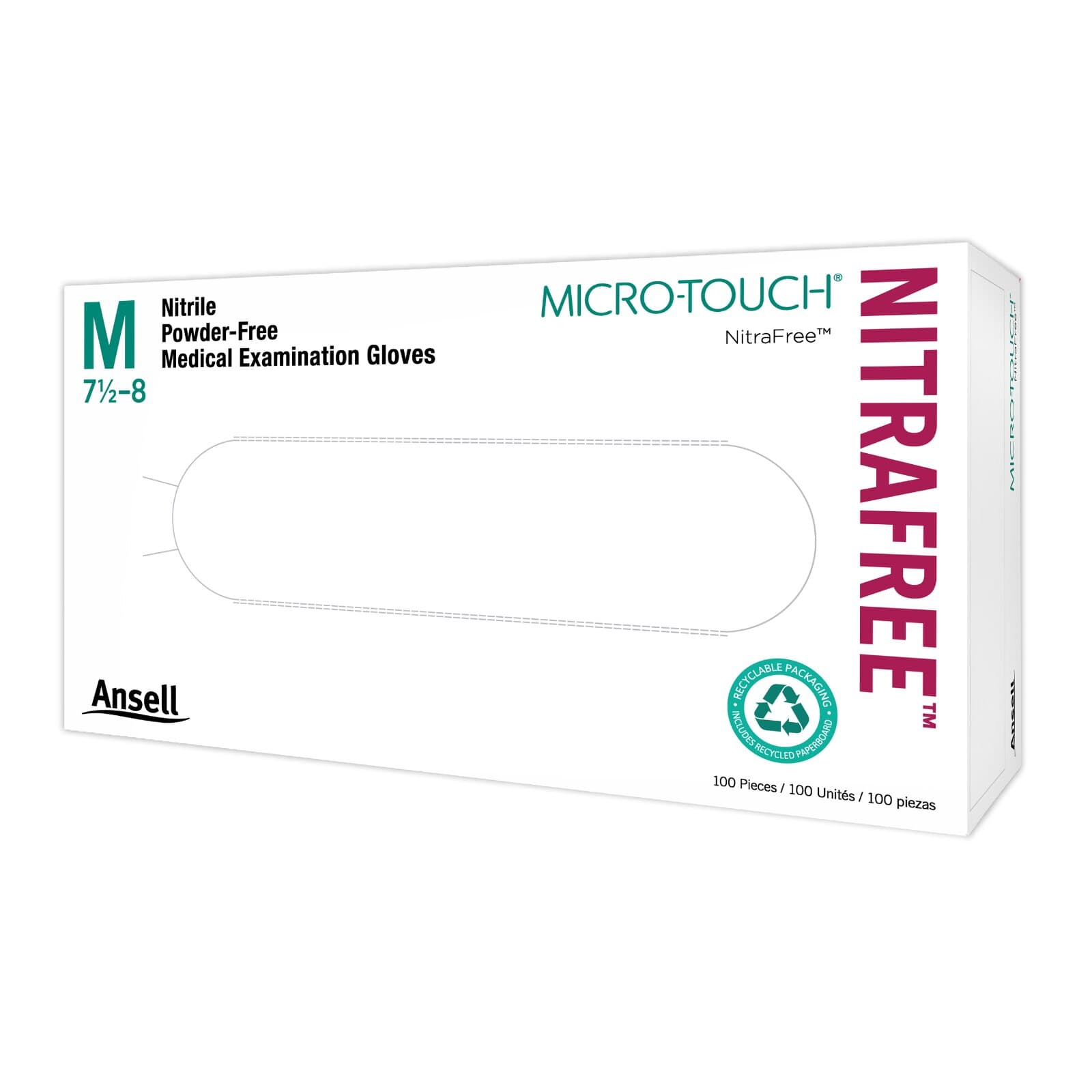 Micro-Touch NitraFree Nitrile Exam Gloves, Powder-Free, Latex-Free, Chemo Tested, Pink, Extra Large, 100/Box, 6034514 thumbnail 12