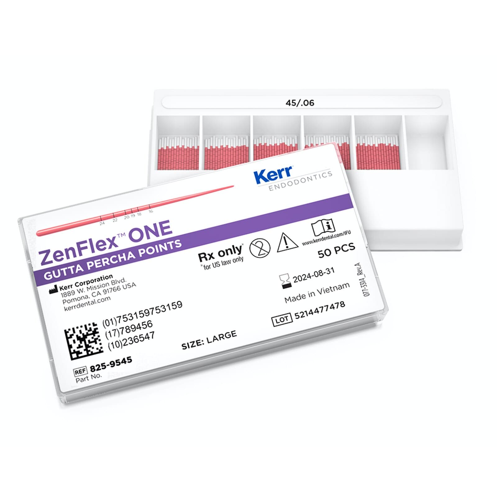 ZenFlex ONE Gutta Percha Points, Large, Size 45/.06 Taper, White, 50/Pack, 825-9545 thumbnail 3