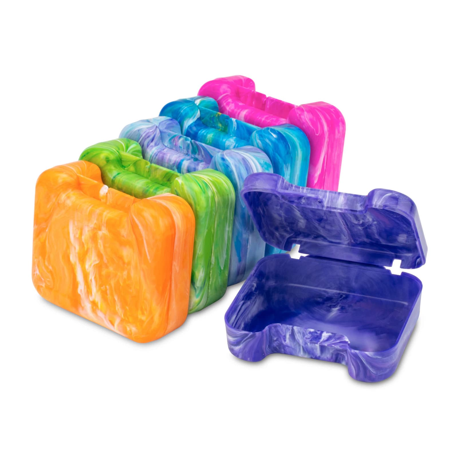 Practicon Paradise Retainer Cases, Light Assorted Swirl Colors, Vented, Snap-Close, 24/Bag, 7145310 thumbnail 2