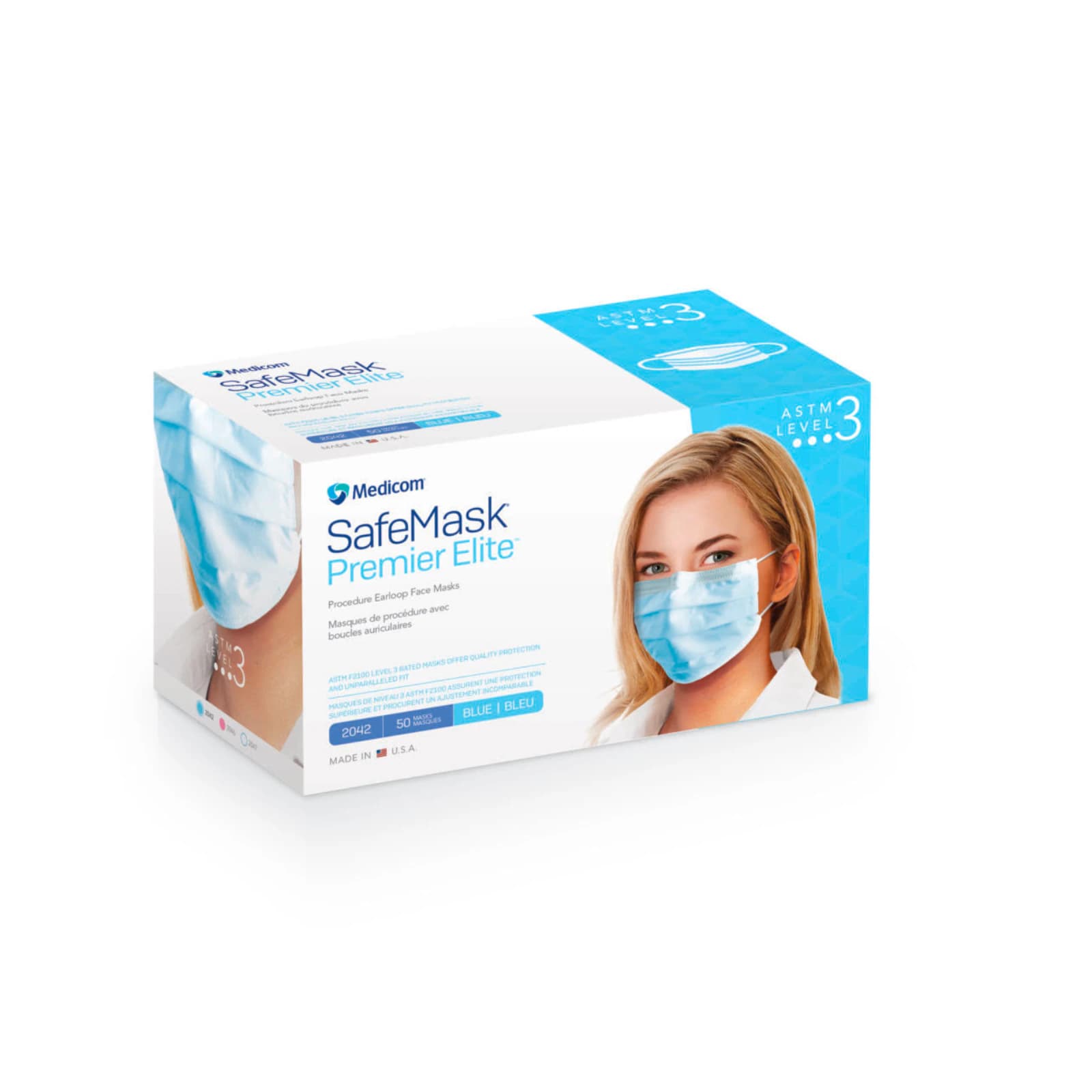 SafeMask® Premier Elite™ Procedure Earloop Face Mask, ASTM Level 3, Blue, 50/Box, 2042 thumbnail 16