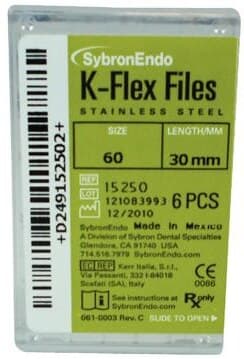 Kerr K-Flex Stainless Steel Hand Files, 30 mm, Size #60, Blue, 6/Pack, 15250 thumbnail 3