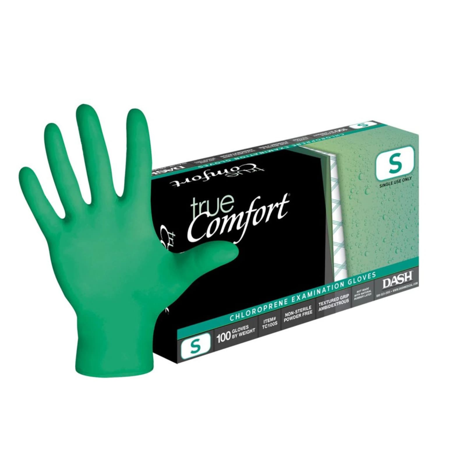 True Comfort Chloroprene Exam Gloves, Powder-Free, Non-Sterile, Medium, Green, 100/Bx, TC100M thumbnail 9
