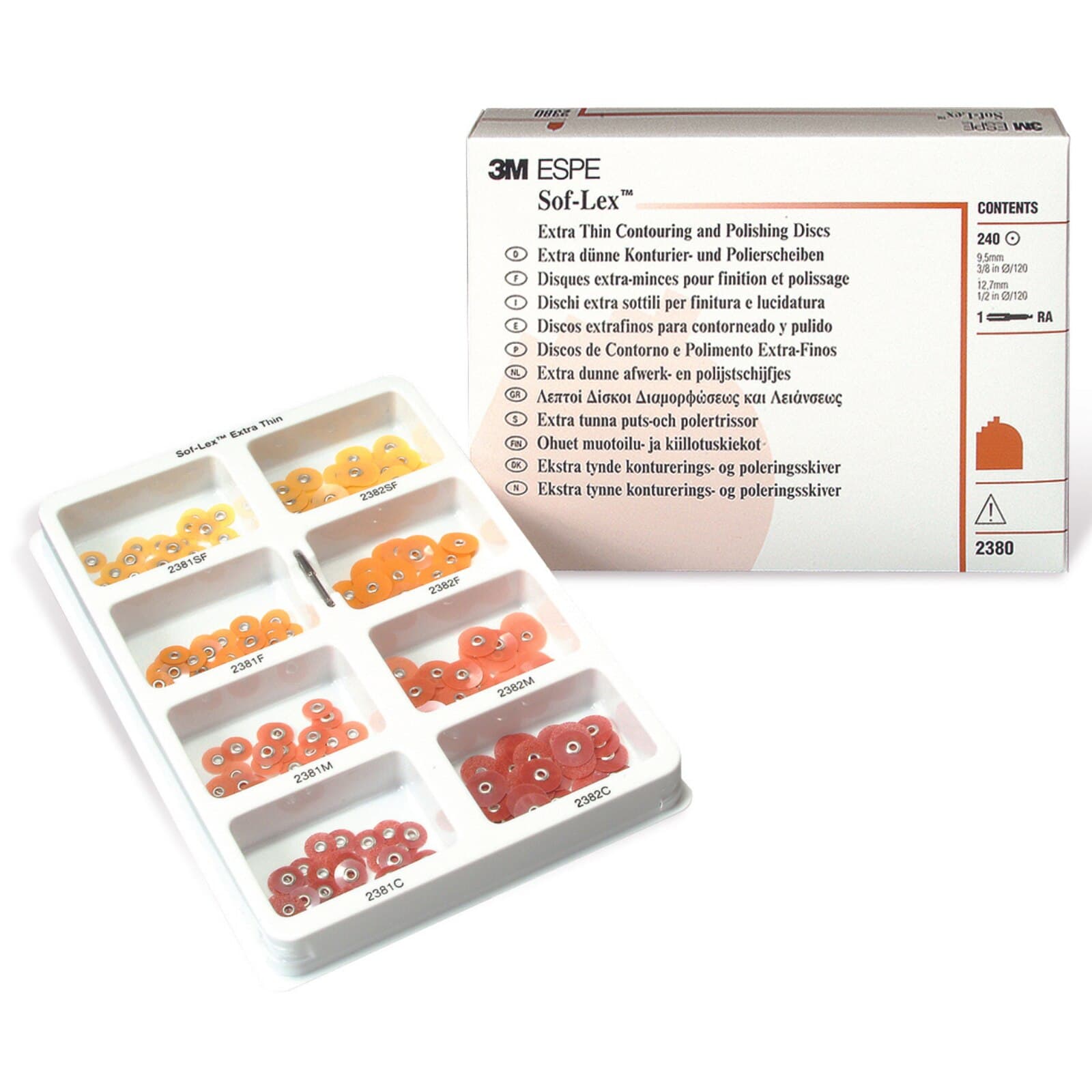 3M Sof-Lex XT Extra-Thin Pop-On Contouring and Polishing Discs Kit, Assorted Grits, 1/2" and 3/8" Diameters, 120 Discs + 1 RA Mandrel, 2380 thumbnail 10