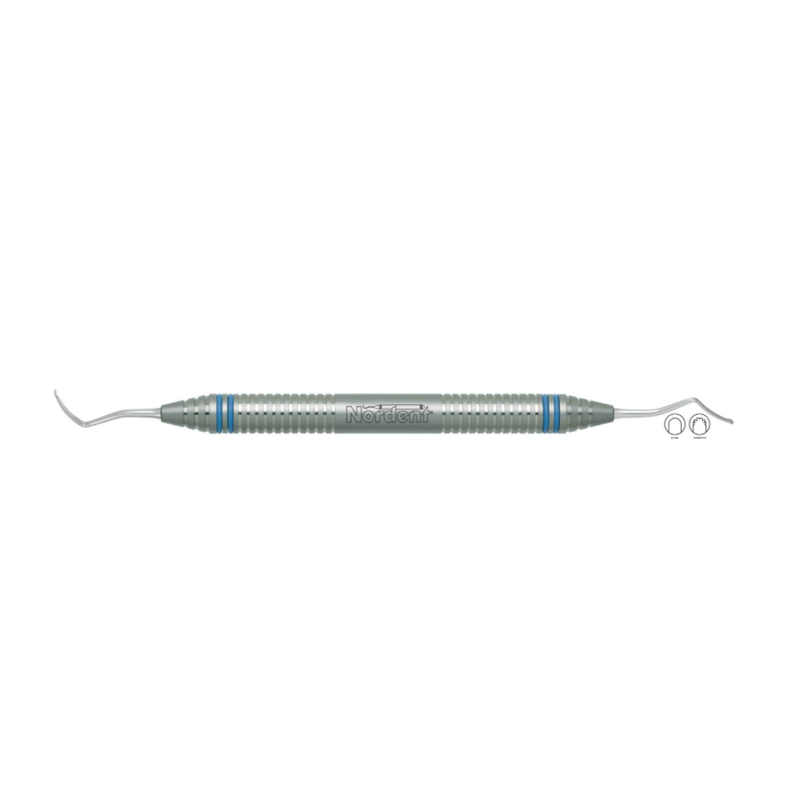 Nordent Gingival Cord Packer, Double-Ended, Plain, #222 Anatomical (Opposing Angles), Medium Round Handle, RGPNP222 - Gingival Cord Packer DE Plain #222 Curved Medium Rnd - Image 1