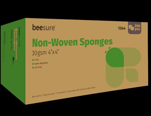 BeeSure Non-Woven Sponge, 4" x 4", 4-Ply Rayon/Polyester, Non-Sterile, Standard 30g/m², 2000/Pk, BE1344 thumbnail 3
