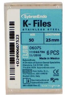 Kerr SybronEndo K-Files, Stainless Steel, 25 mm, #50, Yellow, 6/Pk, 06075 thumbnail 13