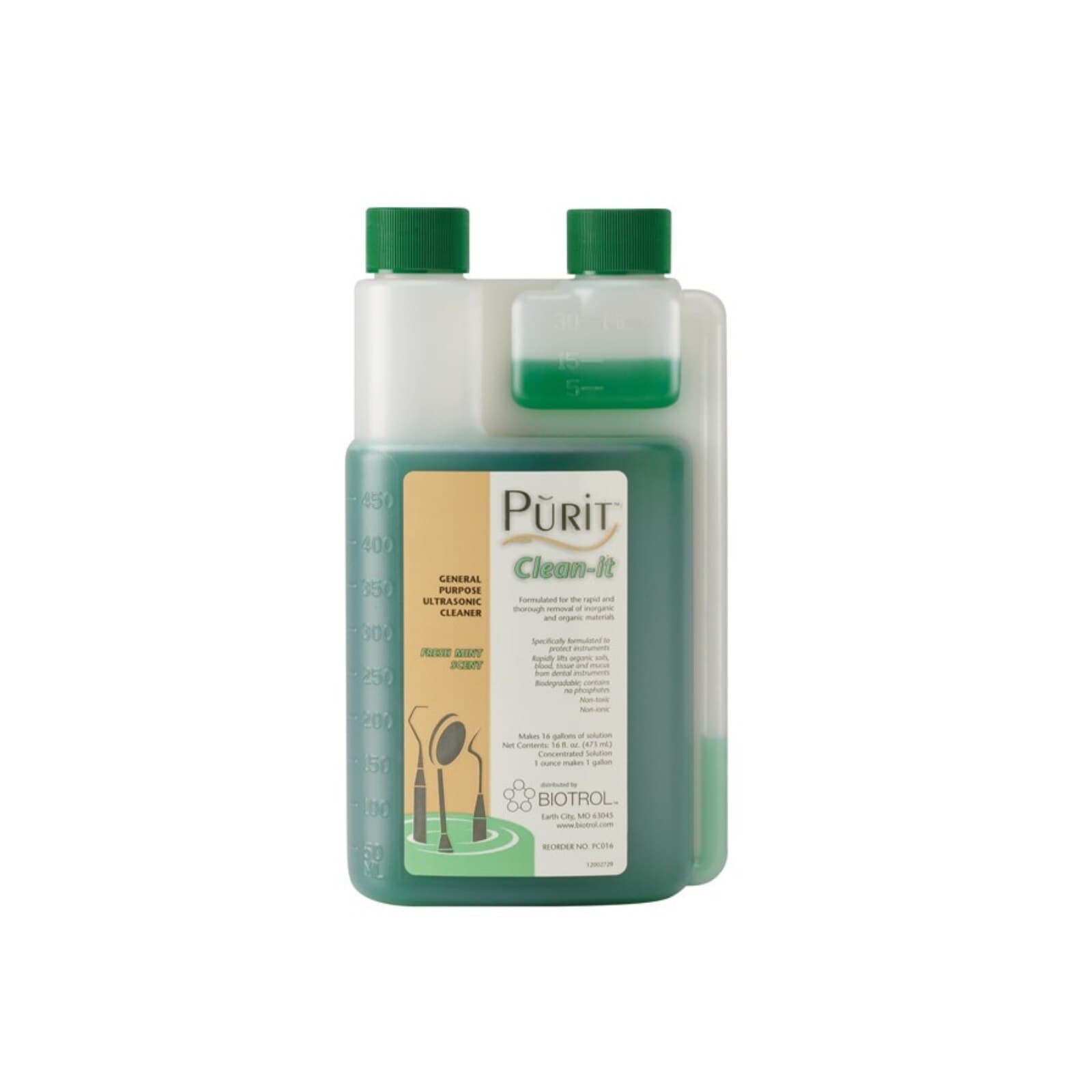 Purit™ Clean-it General Purpose Ultrasonic Cleaner Solution, Mint, Liquid Concentrate, 16 oz Bottle thumbnail 3