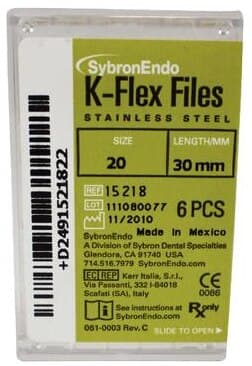 Kerr K-Flex Stainless Steel Hand Files, #20, 30 mm, Yellow, 6/Pkg, 15218 thumbnail 7