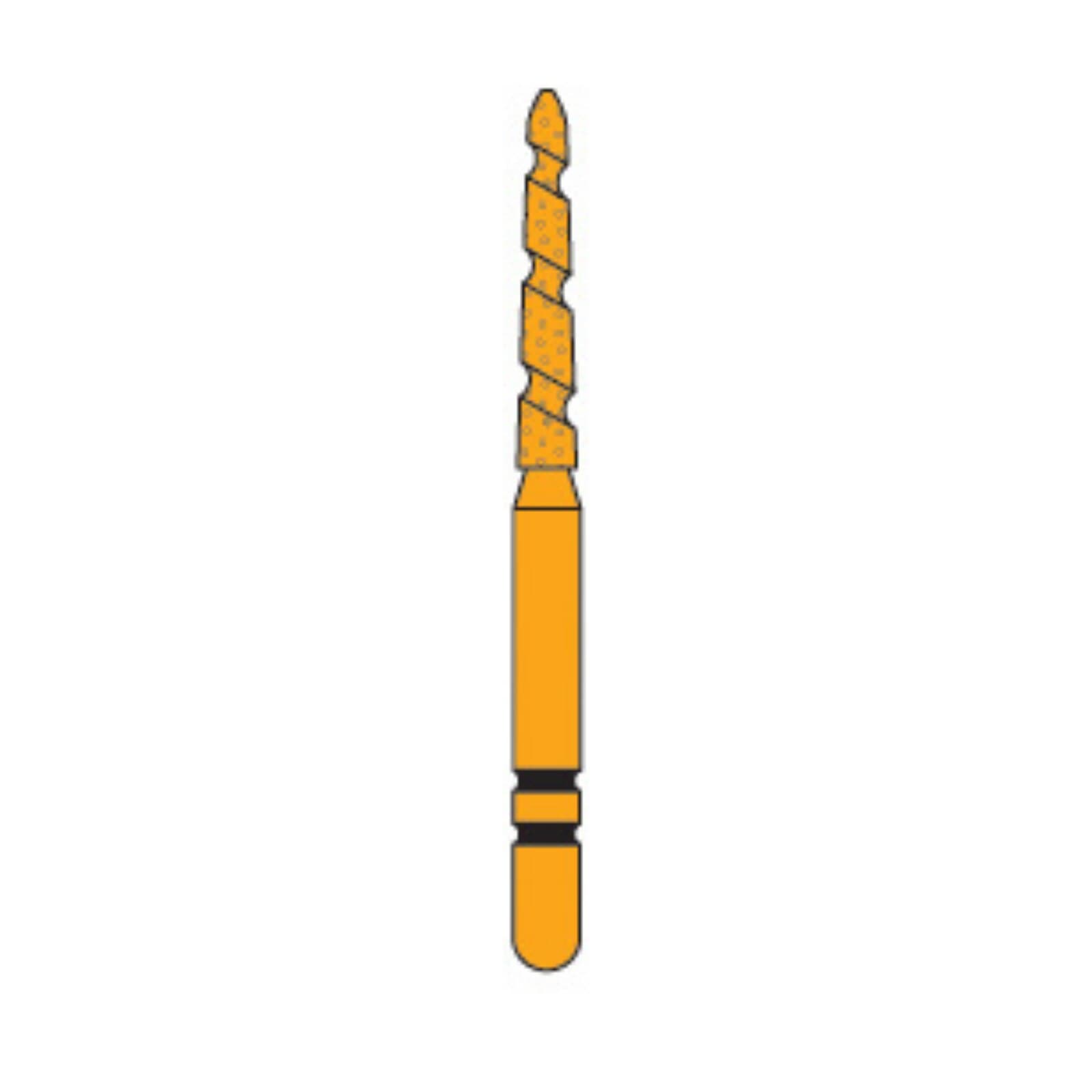 Two Striper TS2000 Gold-Plated Curettage (GCP) Diamond Bur, FG, Cone Beveled End, #2006.9GC, Coarse, Green, 1.4 mm Major/0.9 mm Minor Diameter, 9.0 mm Length, 5/Pkg, 2000069 thumbnail 3