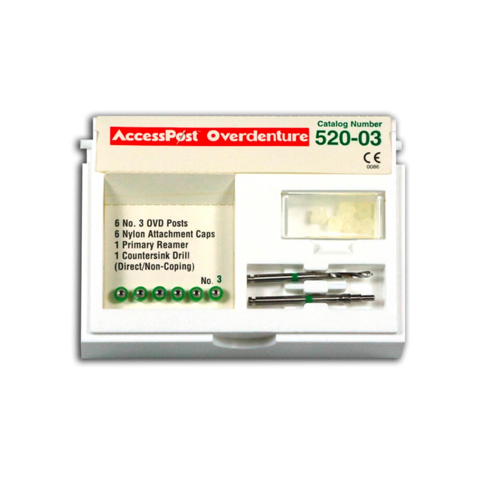 AccessPost Overdenture Stainless Steel Post Refill, Size 3/Green, Direct/Non-Coping Technique - AccessPost Overdenture Stainless Refills Size-3/Green - Image 1