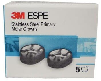 3M ESPE Stainless Steel Primary Molar Crown, First Primary Molar, Upper Right, Size DUR4, 5/Box, D-UR-4 thumbnail 8