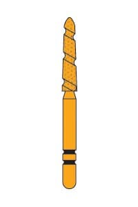 Two Striper TS2000 Diamond Bur, Friction Grip, Coarse, Curettage (GCP), Cone Bevel End, #2008.9GC, 1.8 mm Major/1.3 mm Minor Diameter, 9.0 mm Length, 5/Pkg, 2000089 thumbnail 2