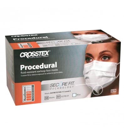 Secure Fit™ Procedure Face Mask, ASTM Level 2, Blue, Ear Loop, One Size Fits Most, 50/Box, GCPBLSF thumbnail 12