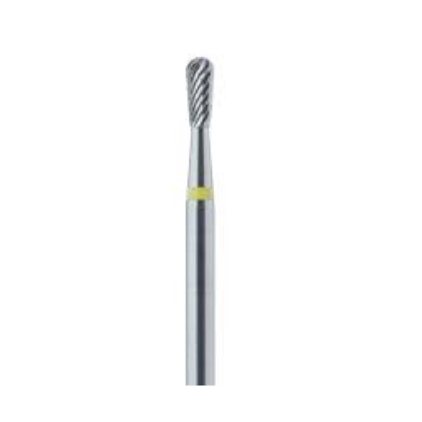 Meisinger Tungsten Carbide Lab Cutter, X-Cut Extra Fine, Pear, HP, 2.3 mm Diameter, 5.5 mm Head Length, Yellow Ring, HM 77EX-023 thumbnail 2