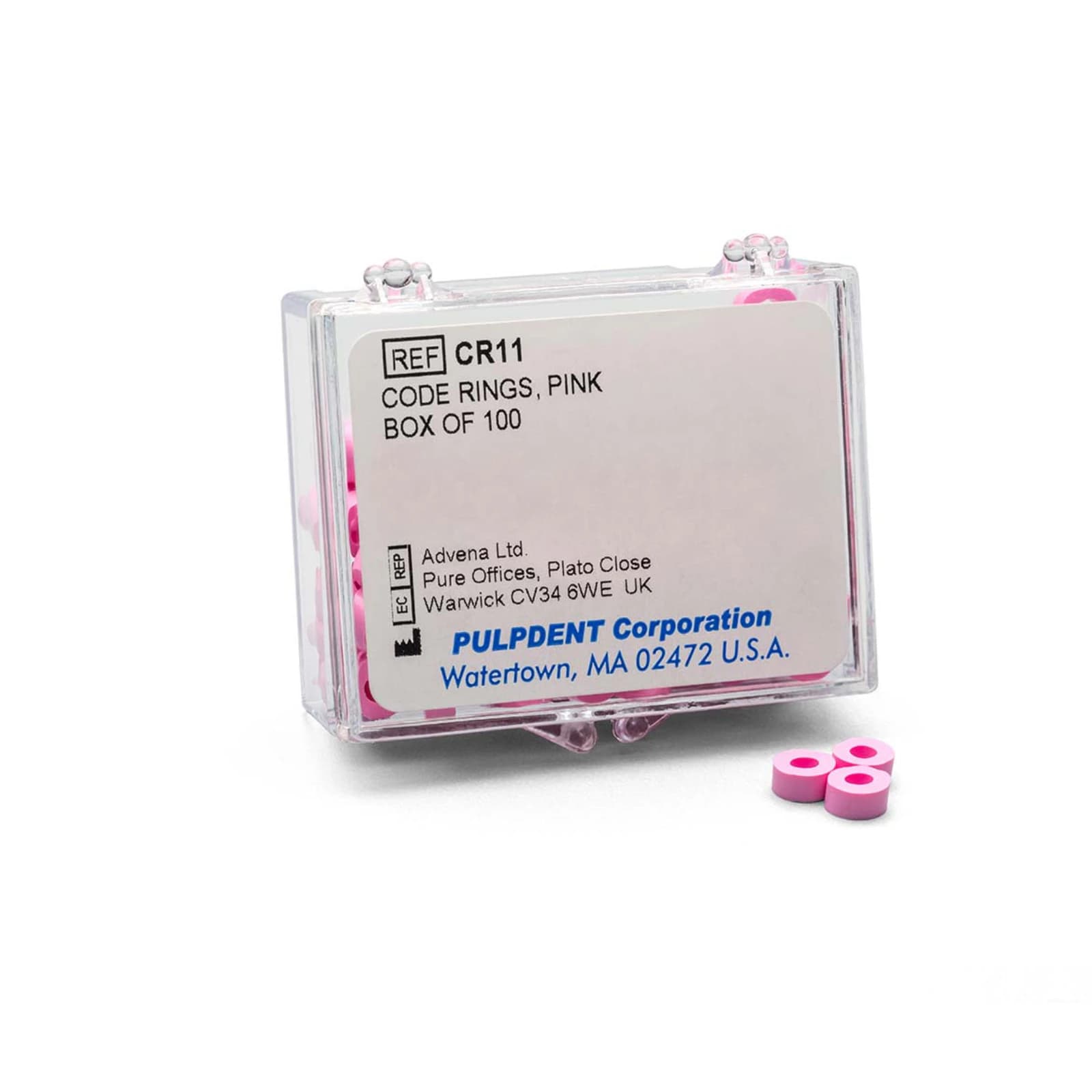 Pulpdent Code Rings, Pink, Standard Size 1/8" ID x 1/8" Wide, Silicone, 50/Box, CR11-50 - Pulpdent Code Rings, Pink - Image 1