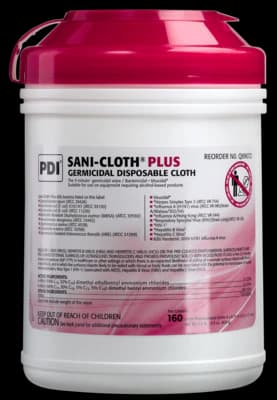 PDI Sani-Cloth Plus Germicidal Disposable Surface Wipes, Large, 6" x 6.75", 160 Wipes/Canister, Q89072 thumbnail 11