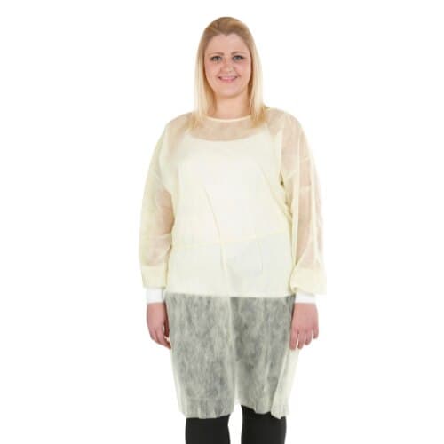 SafeWear Form-Fit Disposable Isolation Gown, Extra Large, Sunny Yellow, Knit Cuffs, 12/Pk, 8113-D thumbnail 8