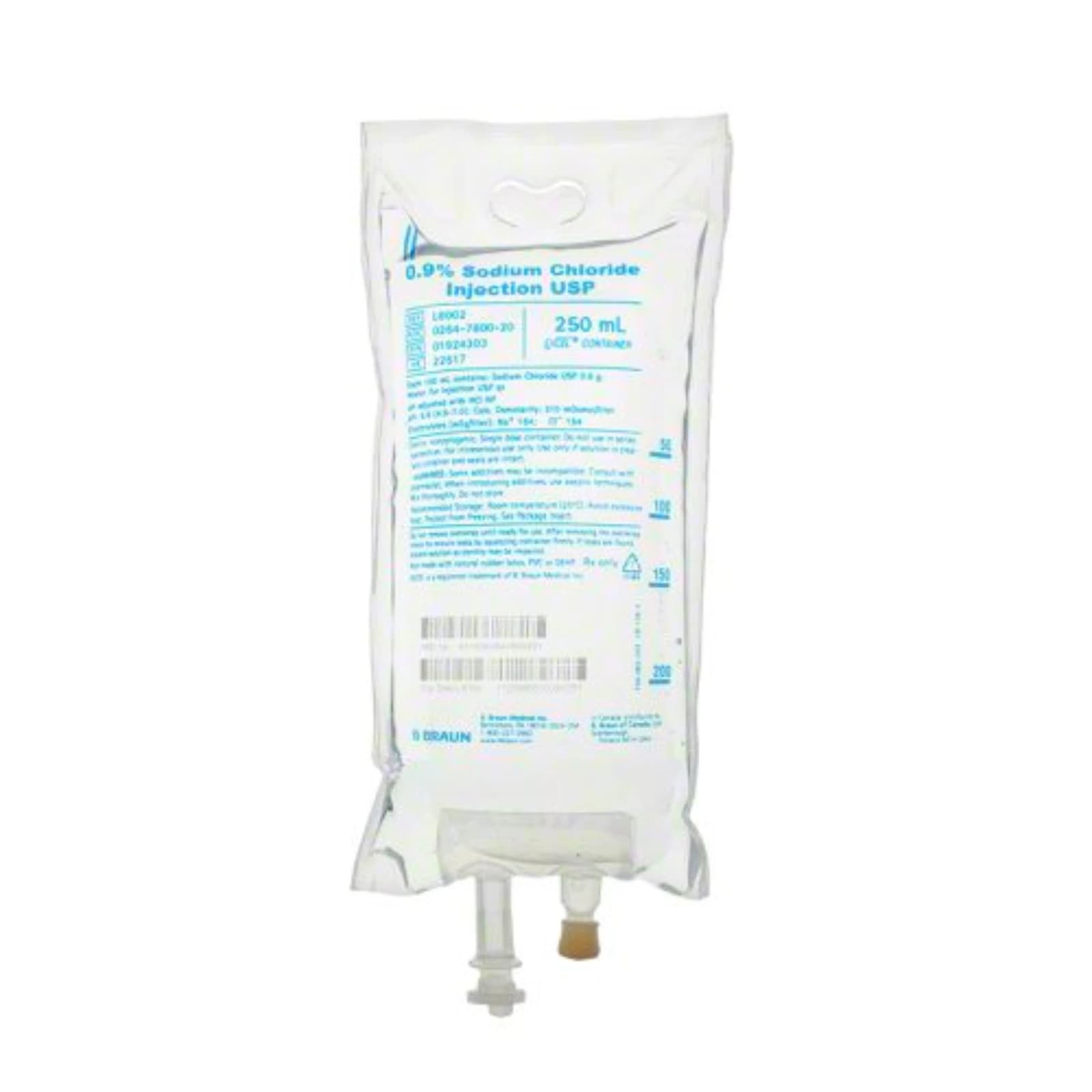 B. Braun 0.9% Sodium Chloride Injection, USP, 250 mL, PVC-Free/DEHP-Free EXCEL Plus Bag, L8002 thumbnail 7