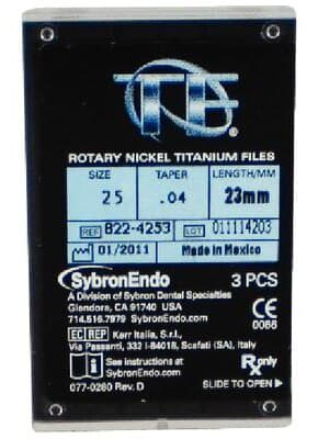 TF Twisted Nickel-Titanium Rotary File, 23 mm, 0.04 Taper, #25, Red, 3/Pk, 822-4253 thumbnail 2