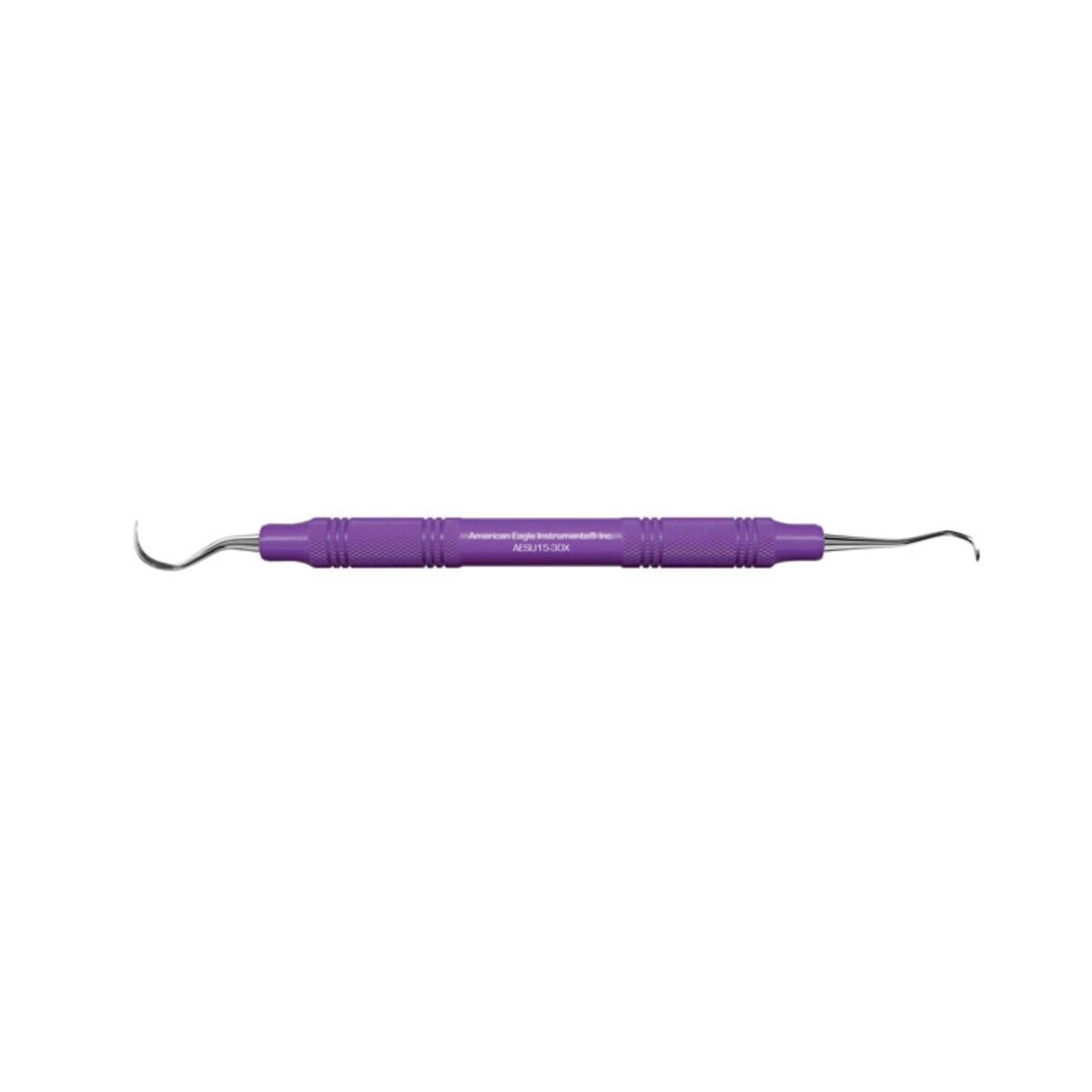 American Eagle U15-30 Sickle Scaler, Towner-Jacquette, Double End, Stainless Steel, EagleLite Resin Handle, Purple, AESU15-30X thumbnail 2