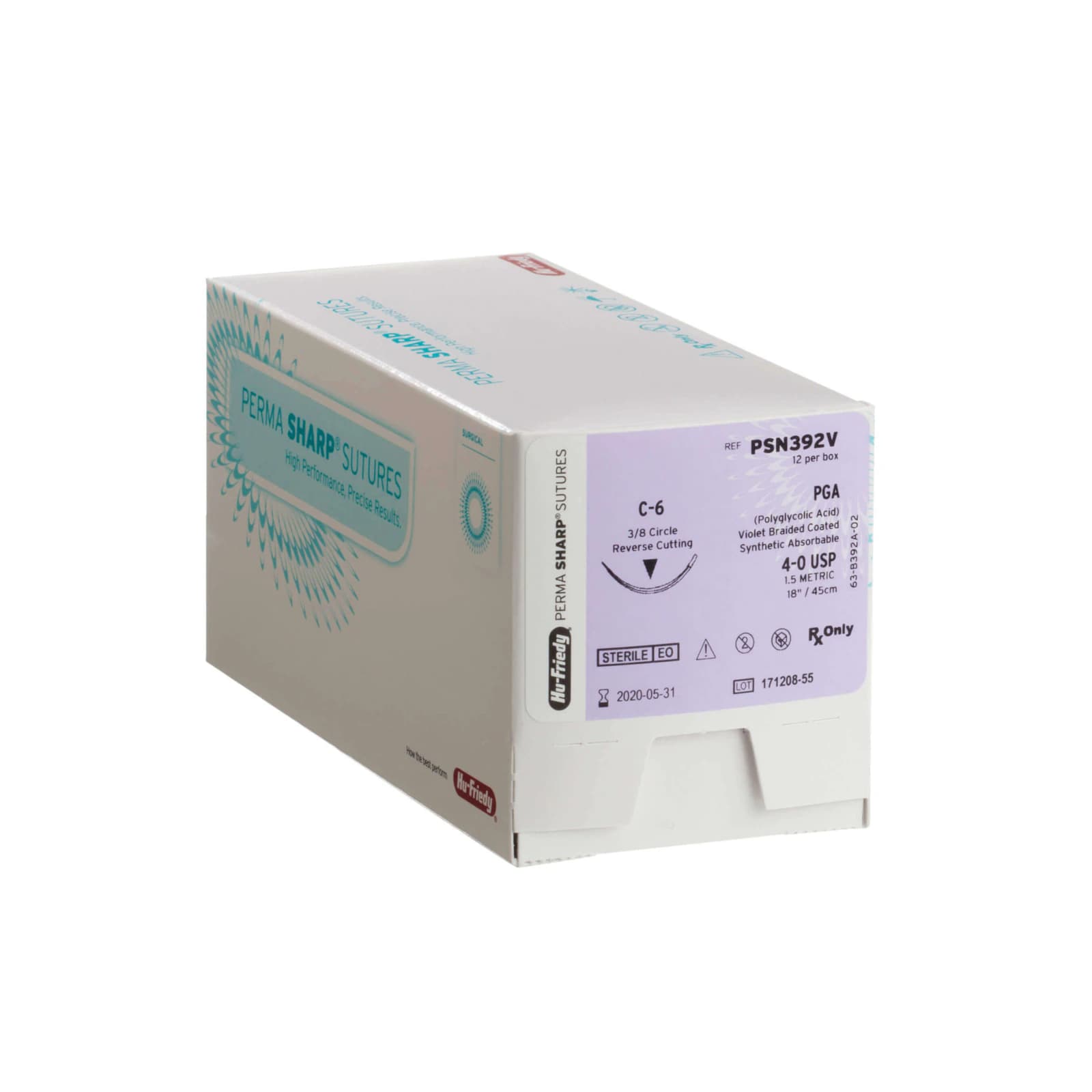 Perma Sharp® Absorbable PGA Undyed Braided Suture, 4-0, C-17 Reverse Cutting 3/8 Circle Needle, 18", 12/Box, PSN386V thumbnail 2