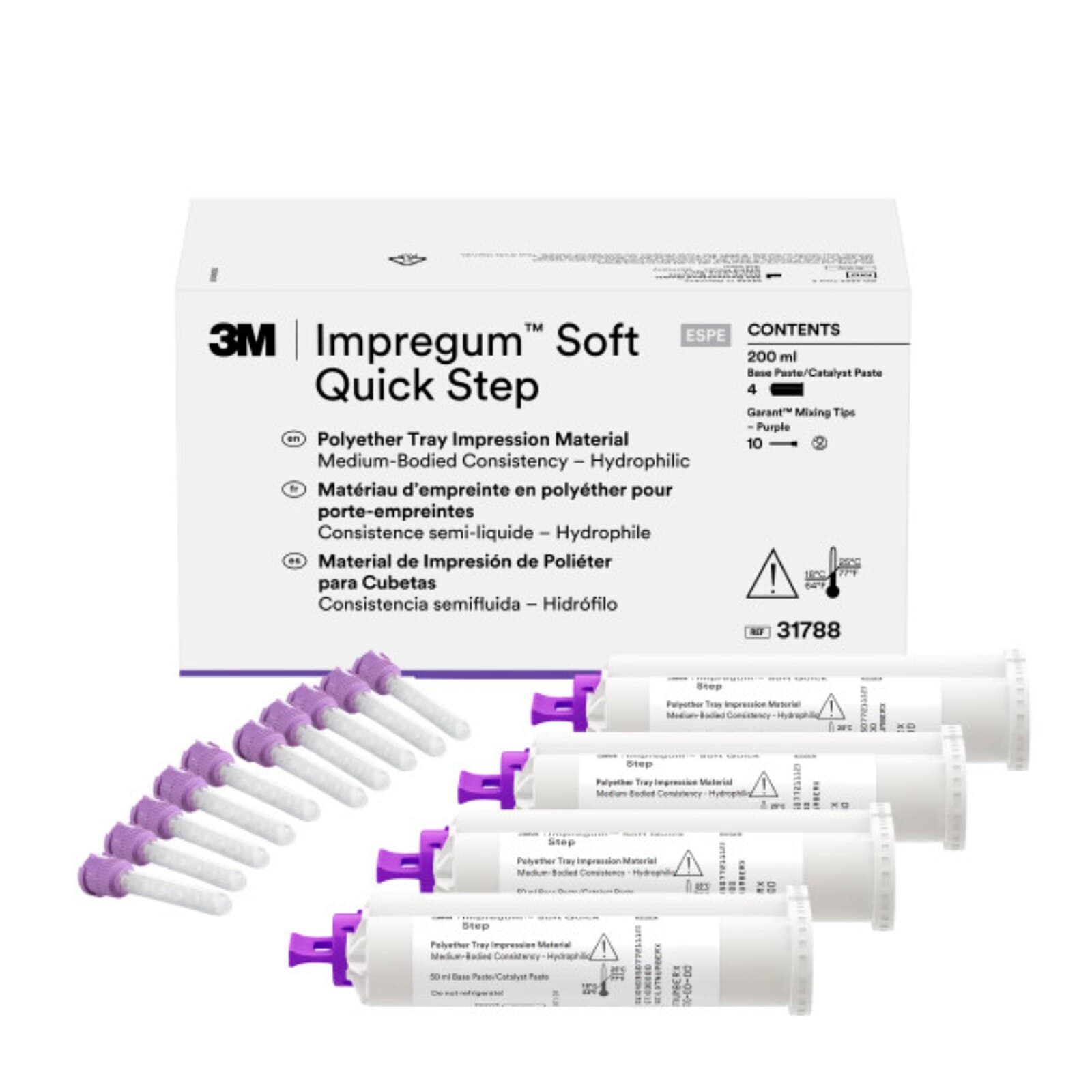 3M Impregum Garant Soft Quick Step Polyether Impression Material, Tray Refill, Medium Body, Purple, 4 x 50 mL Cartridges with 10 Mixing Tips, 31788 thumbnail 7
