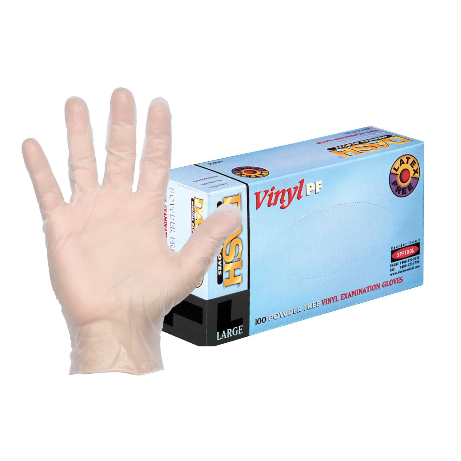 Dash Vinyl PF Exam Gloves, Powder-Free, Latex-Free, Clear, Extra Large, 100/Box, SPF100XL thumbnail 10