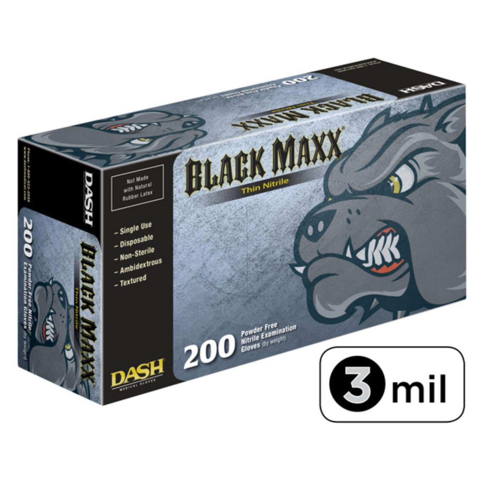 Black Maxx Thin Nitrile Exam Gloves, Powder-Free, Small, Black, 200/Box, BMNT200S thumbnail 12