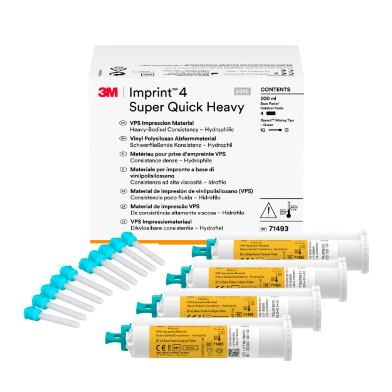 3M Imprint 4 VPS Impression Material, Super Quick Heavy Body, Garant Cartridge Refill, 50 ml, Yellow, 4/Pk, 71493 thumbnail 7
