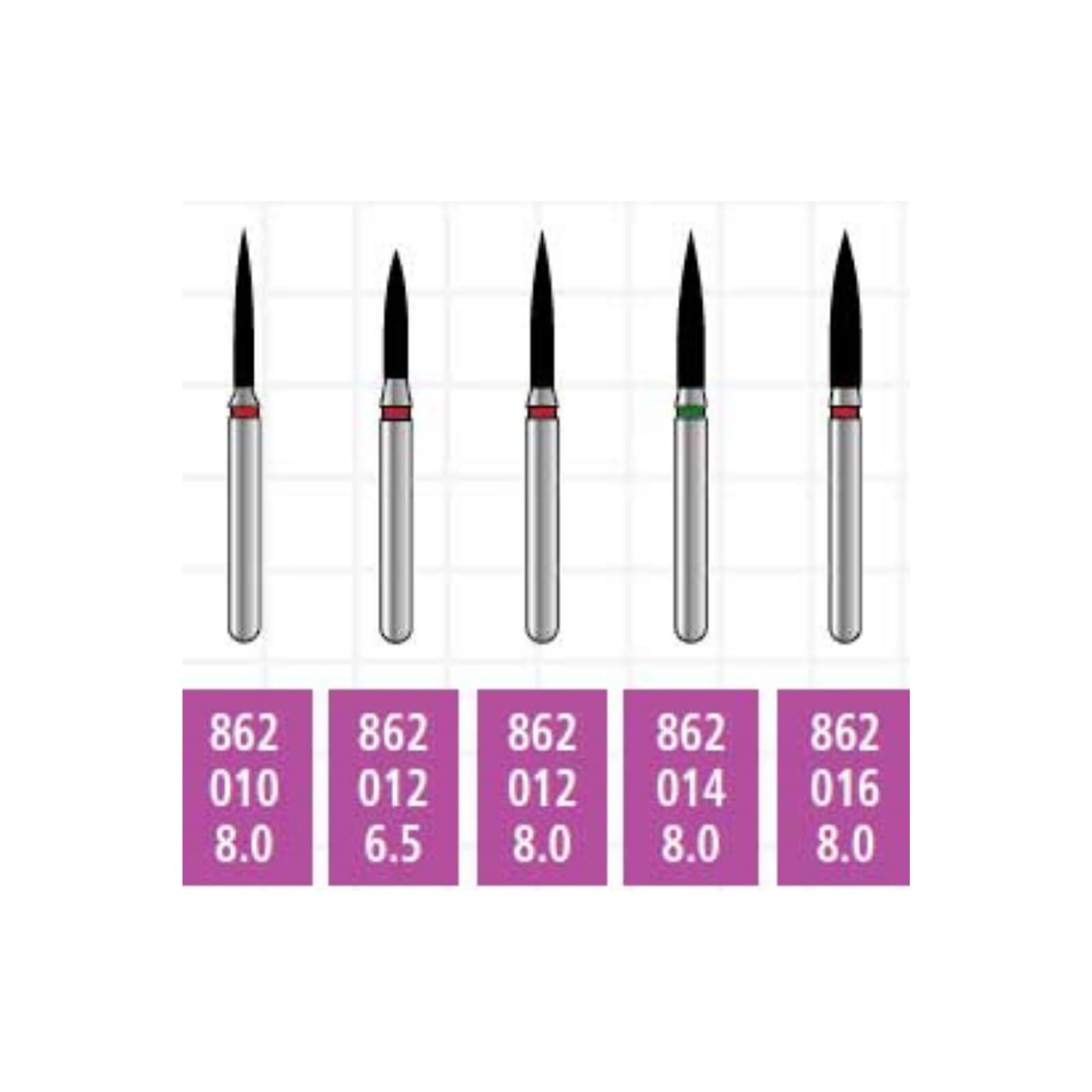 Alpen x1 Single-Use Diamond Bur, FG, Flame #862-014C, Coarse, Green, 1.4 mm, 25/Pk, X862C014 thumbnail 2