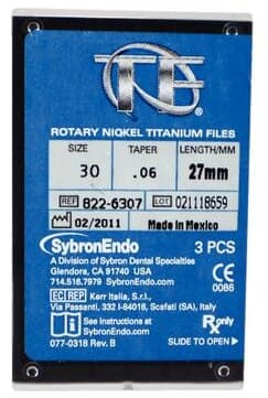 TF Twisted Nickel-Titanium Rotary File, 27 mm, 0.06 Taper, #30, Blue, 3/Pk, 822-6307 thumbnail 9