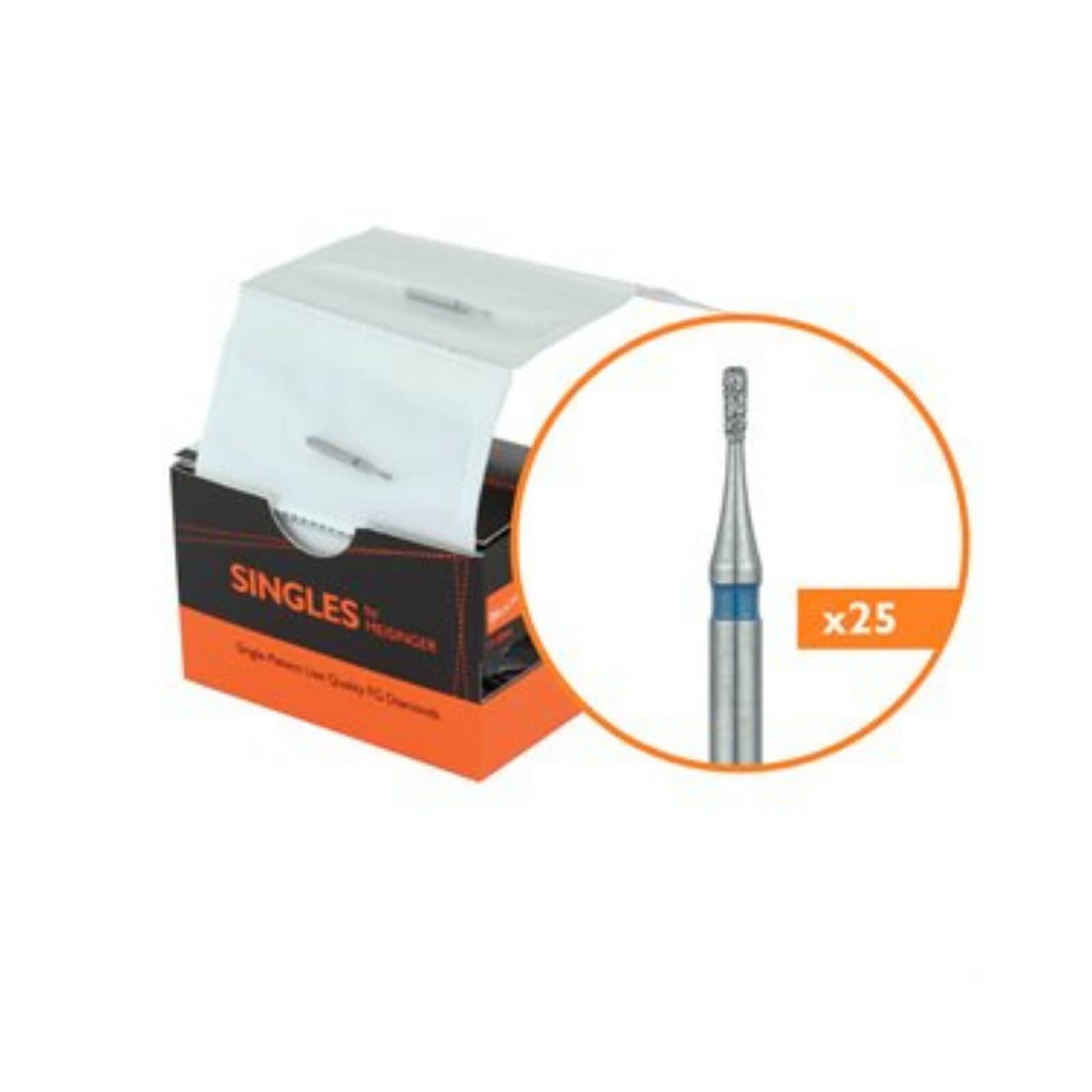 Meisinger Singles Disposable Diamond Bur FG, Pear Shape 0508MS, 0.8mm, Medium Grit, Short Shank, Sterile, 25/Pkg thumbnail 9