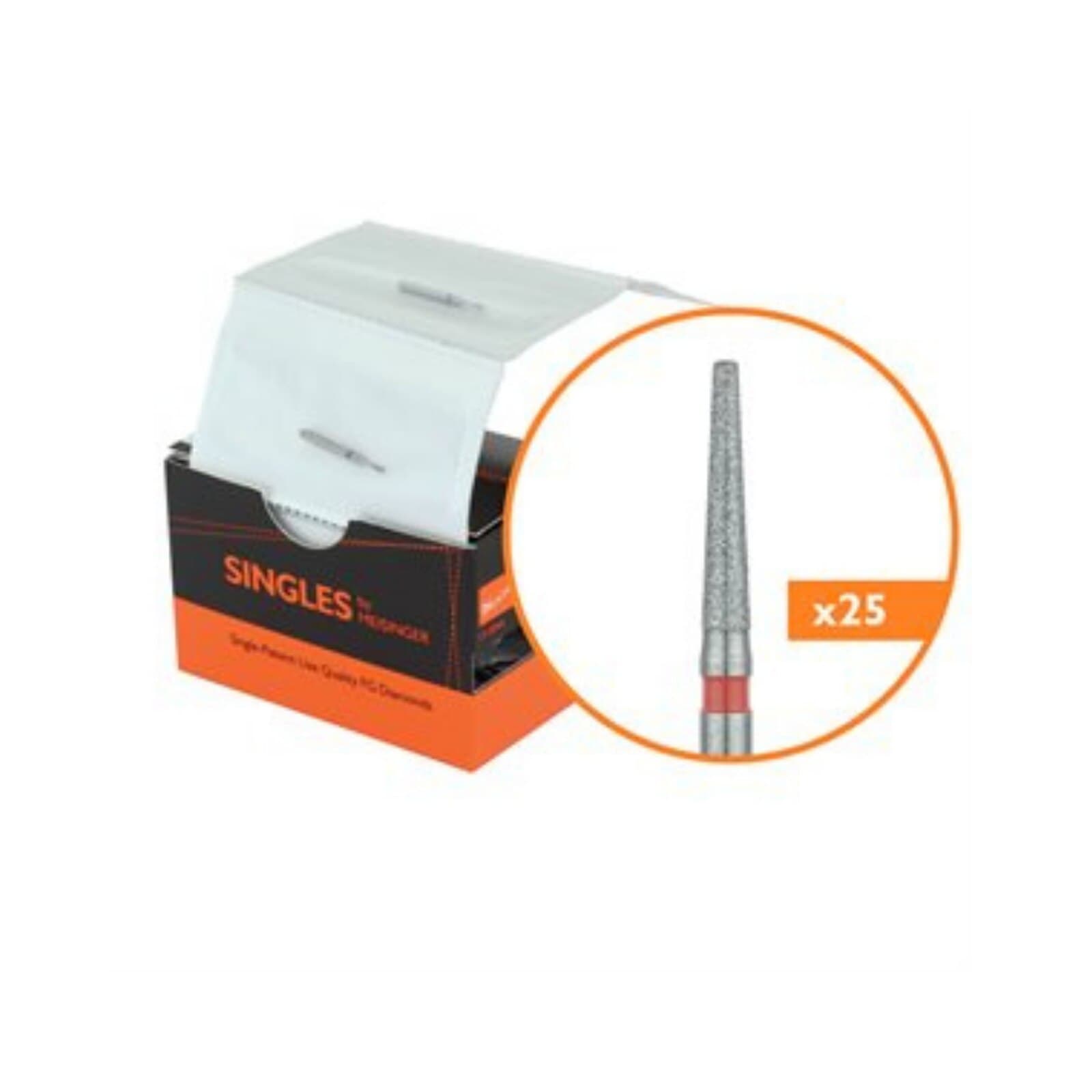 Meisinger Singles Single-Use Sterile Diamond Bur, FG, Modified Flat End Taper, #0816.8F, 1.6 mm, Fine, Red, 25/Pk thumbnail 10