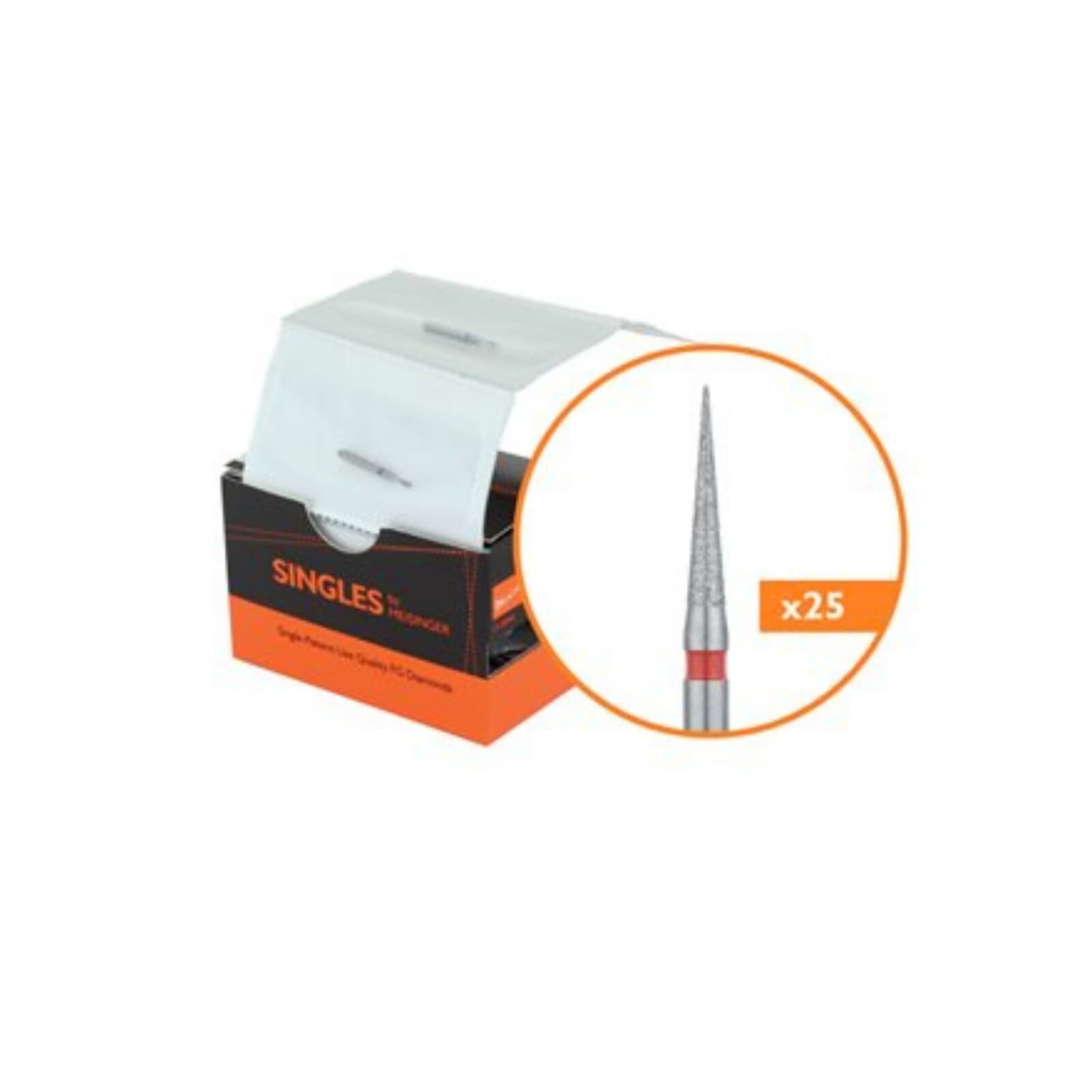 Meisinger Singles Single-Use Sterile Diamond Bur, Friction Grip, Needle, Fine, #1314.8F, 1.4 mm, Red, 25/Pk thumbnail 10