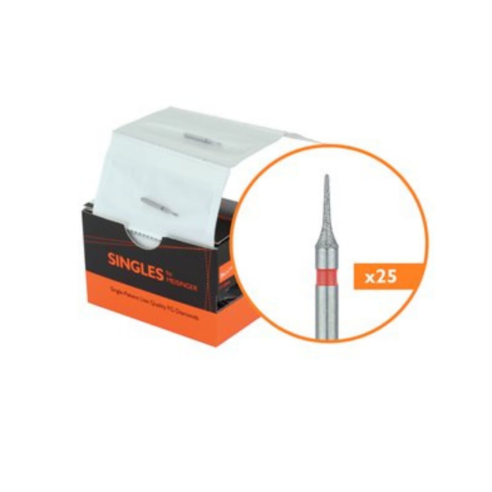 Meisinger Single-Use Sterile Diamond Bur, Friction Grip, Interproximal Mosquito, #1416F, 1.6 mm, Fine (Red), 25/Pk thumbnail 11