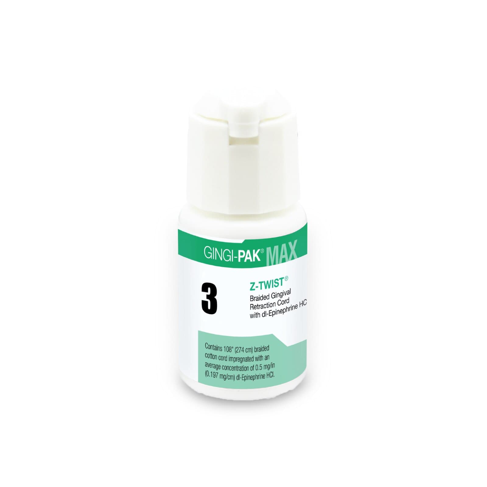 Gingi-Pak Max Z-Twist Weave Retraction Cord with DL-Epinephrine HCl, #3 Thick, 108" Bottle, 10173M thumbnail 5