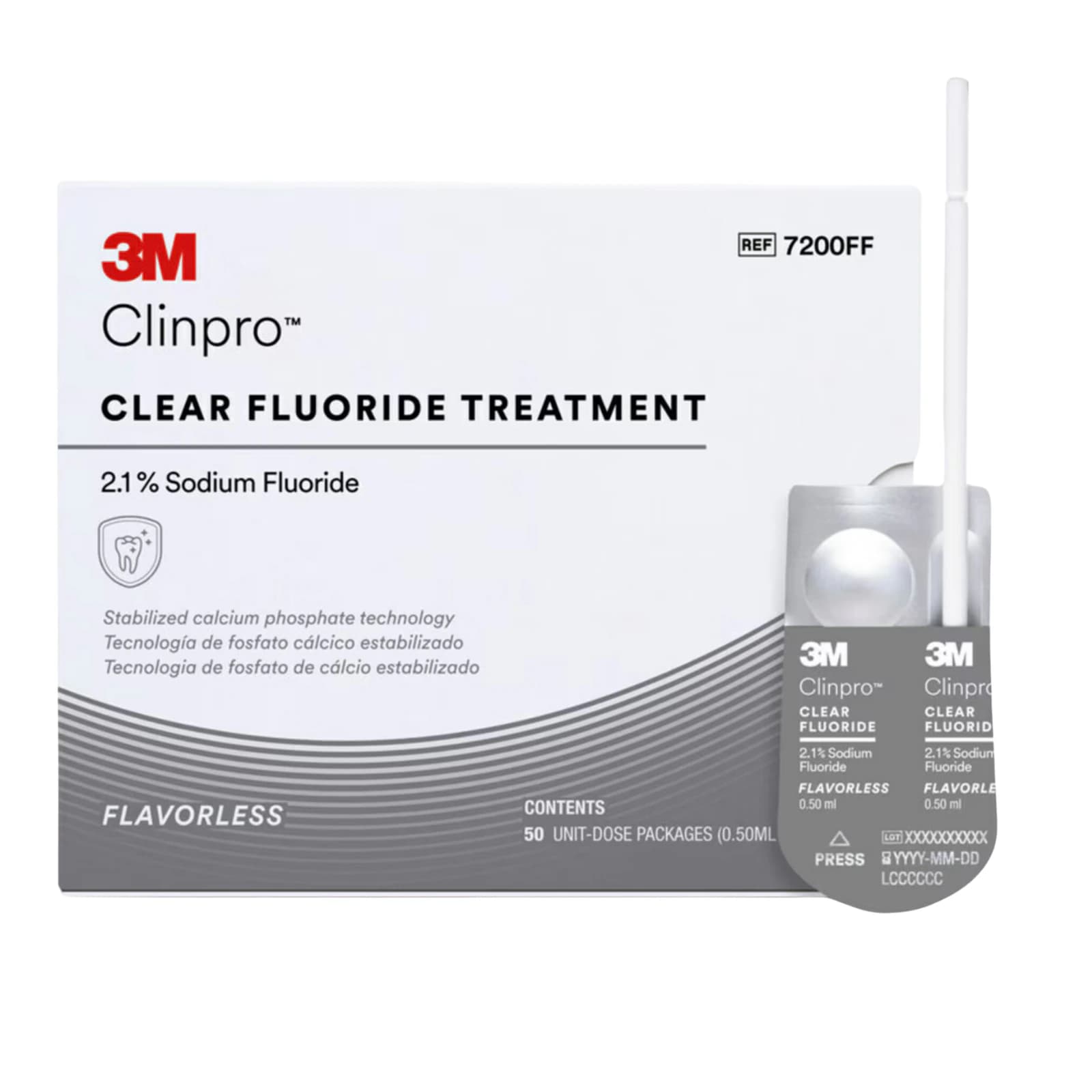 3M Clinpro Clear Fluoride Treatment, Flavorless, 2.1% Sodium Fluoride, 0.5 mL Unit Dose, 50/Pk, 7200FF thumbnail 3