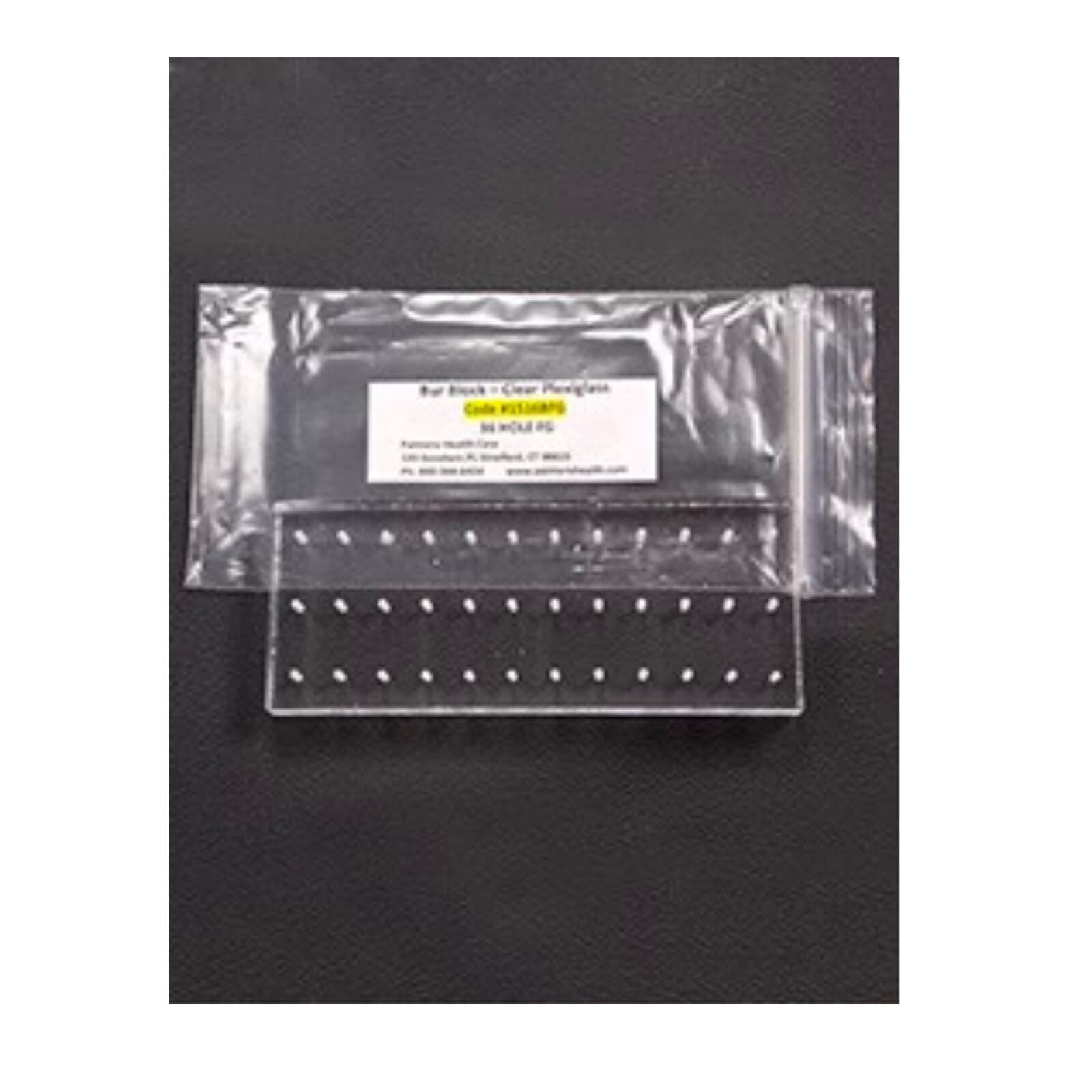 Palmero Plexiglass Bur Block, 36-Hole, Friction Grip (FG), Clear, 5" x 2" x 1/2", 1/Pk, 1516BFG thumbnail 3