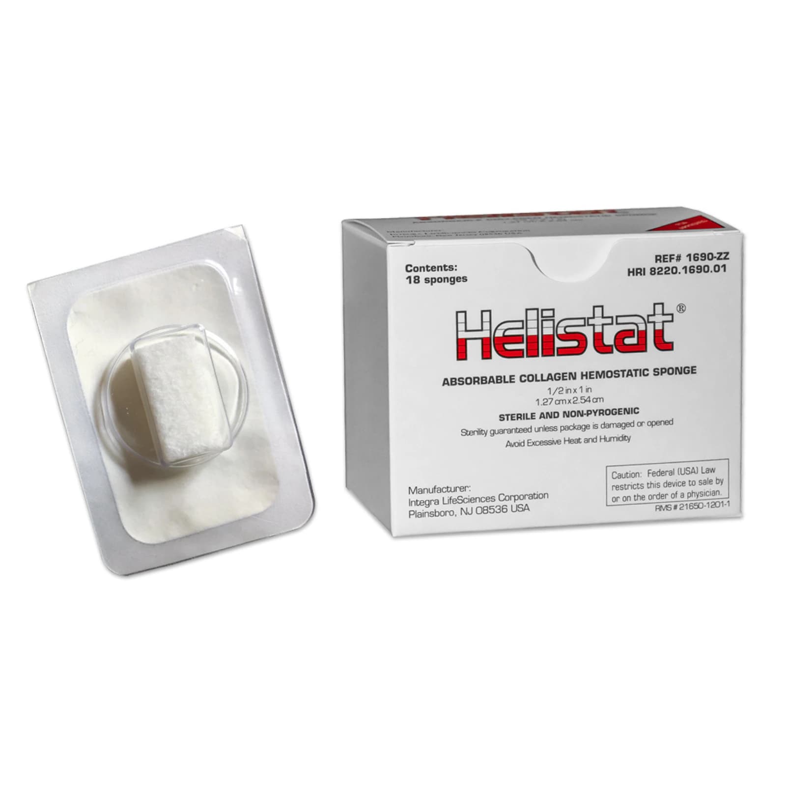 Helistat Absorbable Collagen Hemostatic Sponge, 1/2" x 1", Sterile, 18/Box, 1690ZZ thumbnail 6