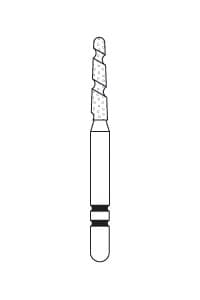 Two Striper TS2000 Spiral Cut Diamond Bur, FG, Round End Taper, #2003.7, Coarse, Green, 1.4 mm Major/0.9 mm Minor Diameter, 7 mm Length, 5/Pk, 2000037 thumbnail 3