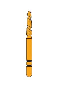 Two Striper TS2000 Diamond Bur, FG, Coarse, Gold-Plated Curettage, #2007.7GC, 1.6 mm Major/1.1 mm Minor Diameter, 7.0 mm Length, 5/Pk thumbnail 2
