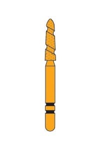 Premier Two Striper TS2000 Diamond Bur, FG, Coarse, Gold-Plated Curettage (GCP), #2008.7GC, 1.8 mm Major/1.3 mm Minor Diameter, 7.0 mm Length, 5/Pkg thumbnail 2
