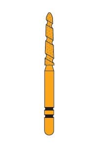 Two Striper TS2000 Gold Plated Curettage (GCP) Diamond Bur FG, Cone Beveled End, Coarse, #2007.9GC, 5/Pk thumbnail 2