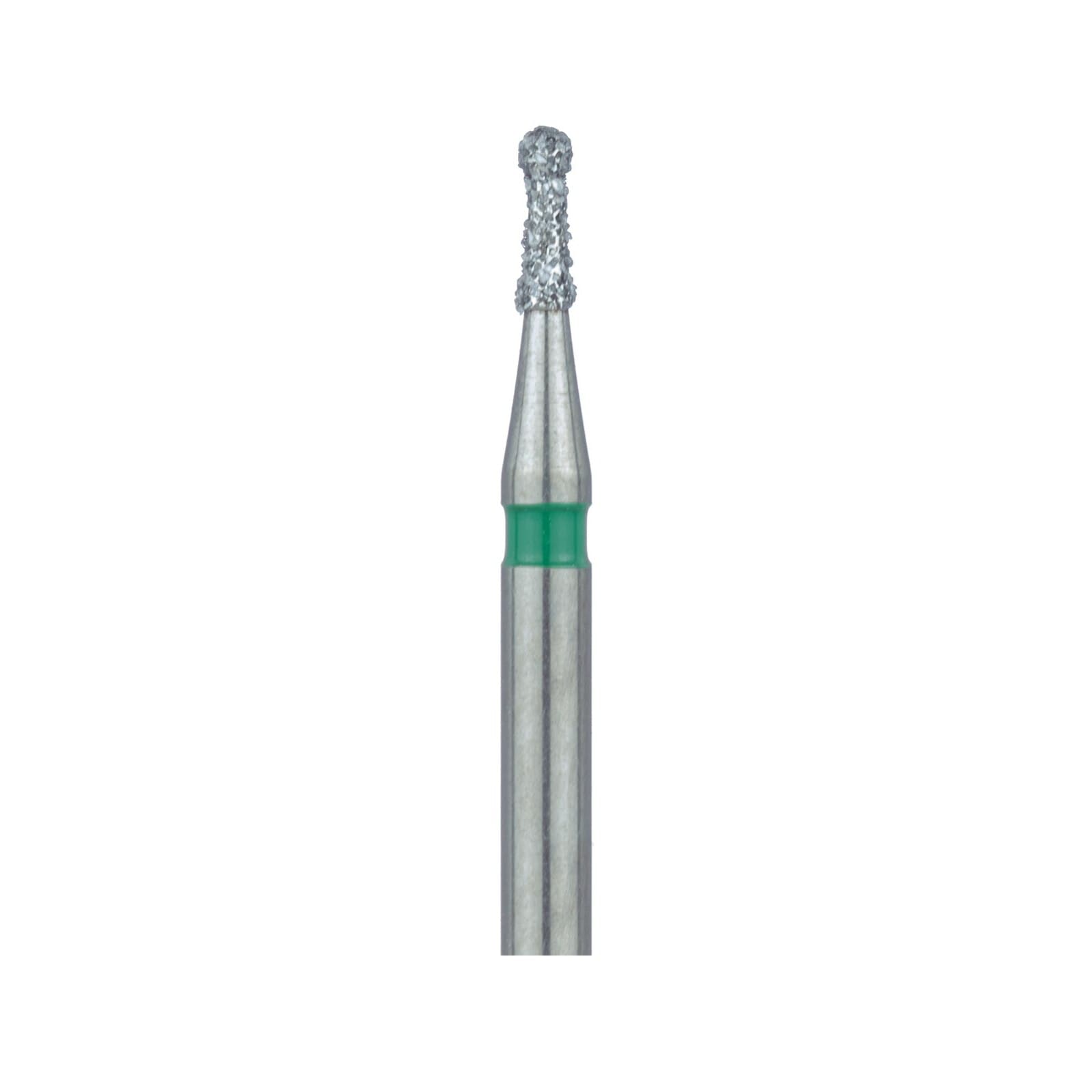 Meisinger 802G-010-FG Coarse Diamond Bur, Round with Neck, Friction Grip, 1.0 mm Head Diameter, 3.0 mm Working Length, Green Ring, 5/Pack thumbnail 3