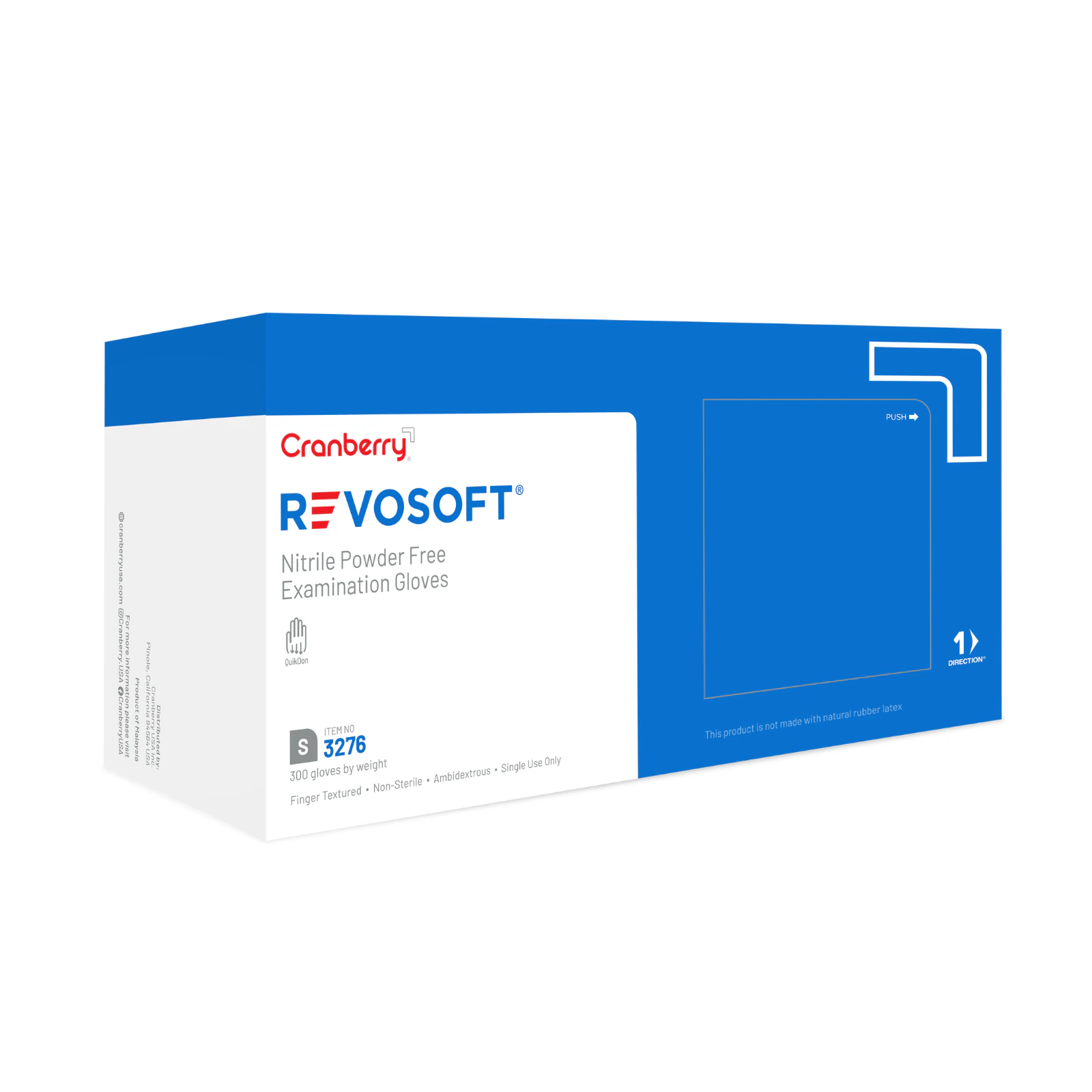 Cranberry RevoSoft Nitrile Exam Gloves, Powder Free, Latex Free, Blue, Small, 300/Box, CR3276 thumbnail 10