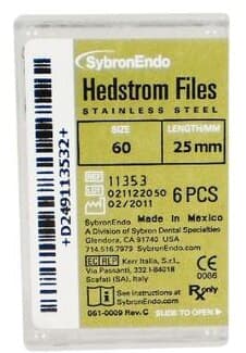 Sybron Endo Hedstrom Files, Stainless Steel, 25 mm, Size #60, Blue, 6/Pk, 11353 thumbnail 8