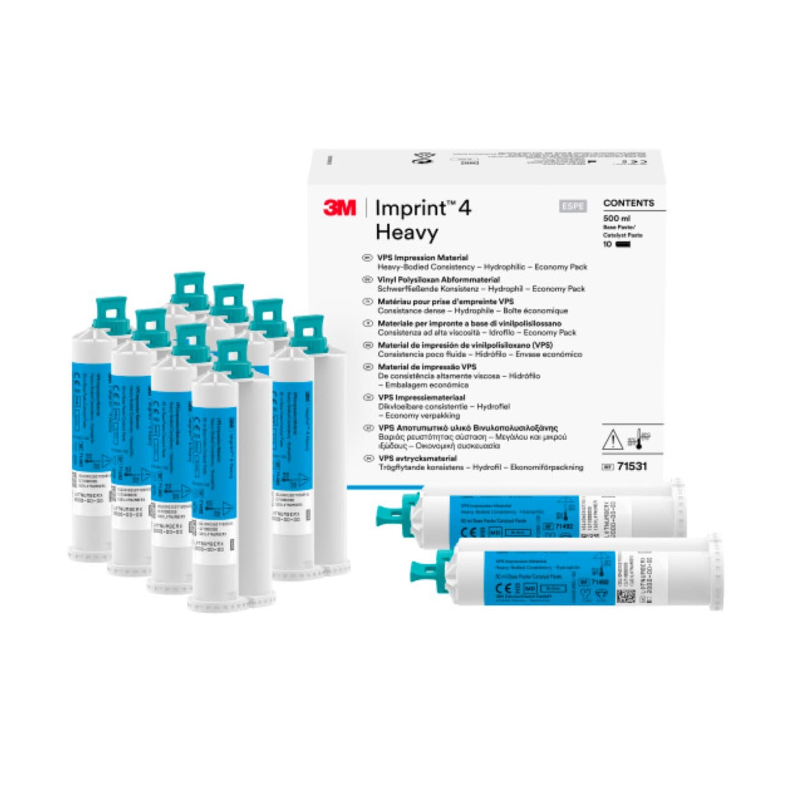 3M Imprint 4 Heavy Body VPS Impression Material, Regular Set, Economy Pack, 10 x 50 ml Cartridges, 71531 thumbnail 3