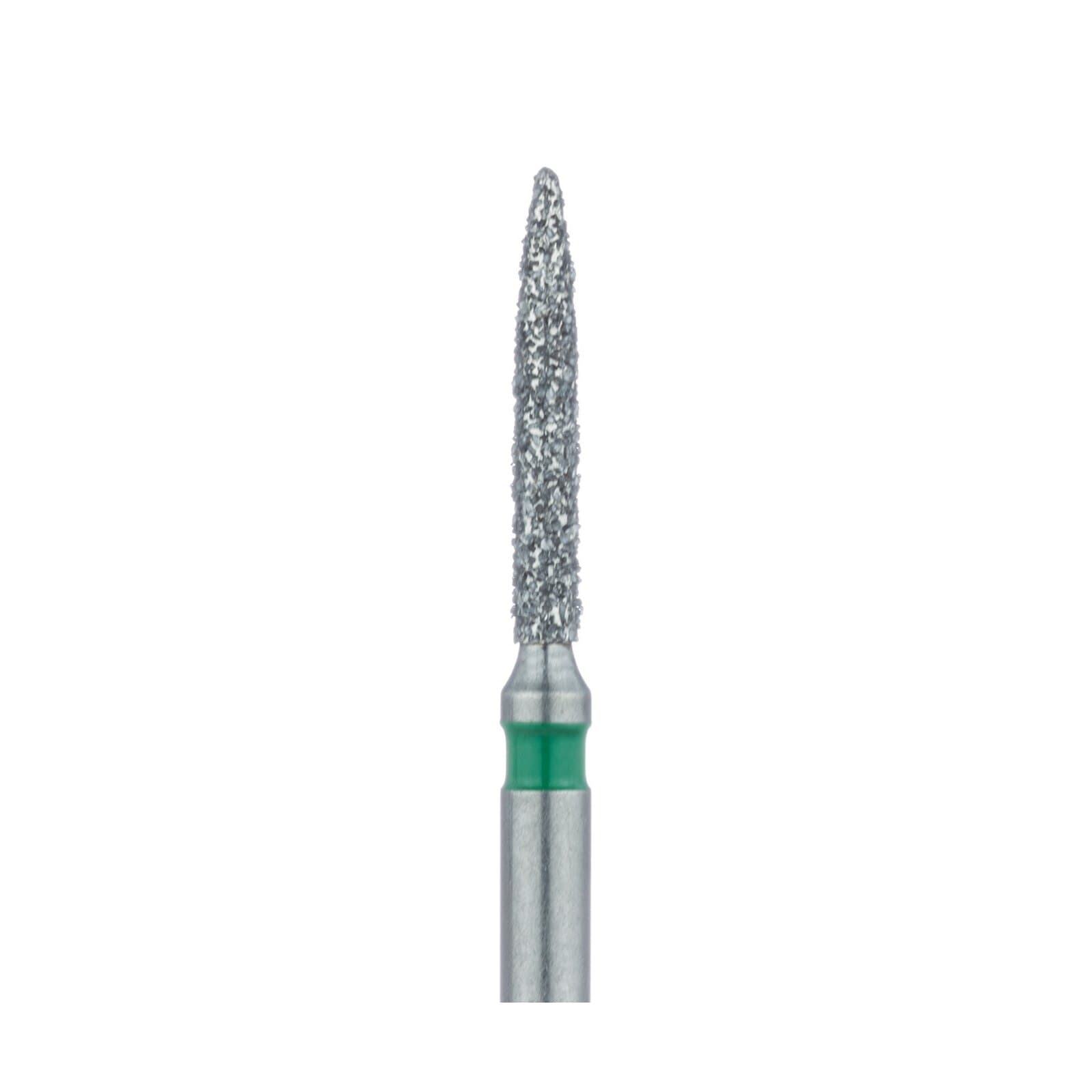 Meisinger 862G-012-FG Coarse Flame Diamond Bur, Friction Grip, 1.2 mm Head, 8 mm Working Length, Green Band, Multi-Use, 5/Pk thumbnail 3